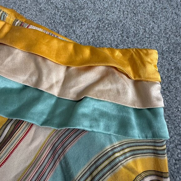 Odille Anthropologie Circle Swing Skirt Stripes Layered Cotton Silk US 2 - C2807 - Picture 5 of 14